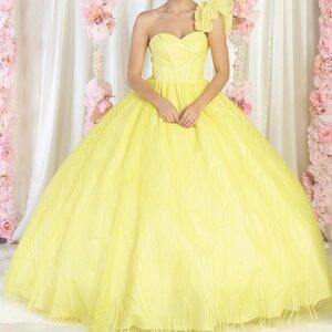 Elegant Yellow Ball Gown Dress